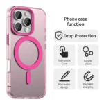 Candy Series For iPhone 16 Pro Case Compatible with MagSafe PC+TPU+PET Anti-Drop Phone Cover - Red