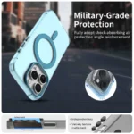 Candy Series For iPhone 16 Pro Case Compatible with MagSafe PC+TPU+PET Anti-Drop Phone Cover - Blue