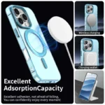 Candy Series For iPhone 16 Pro Case Compatible with MagSafe PC+TPU+PET Anti-Drop Phone Cover - Blue