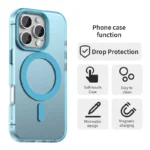 Candy Series For iPhone 16 Pro Case Compatible with MagSafe PC+TPU+PET Anti-Drop Phone Cover - Blue