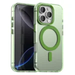 Candy Series For iPhone 16 Pro Case Compatible with MagSafe PC+TPU+PET Anti-Drop Phone Cover - Green