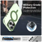 Candy Series For iPhone 16 Pro Case Compatible with MagSafe PC+TPU+PET Anti-Drop Phone Cover - Green