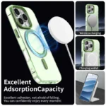 Candy Series For iPhone 16 Pro Case Compatible with MagSafe PC+TPU+PET Anti-Drop Phone Cover - Green