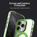 Candy Series For iPhone 16 Pro Case Compatible with MagSafe PC+TPU+PET Anti-Drop Phone Cover - Green