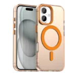 Candy Series For iPhone 16 Case Compatible with MagSafe PC+TPU+PET Anti-Drop Phone Cover - Orange