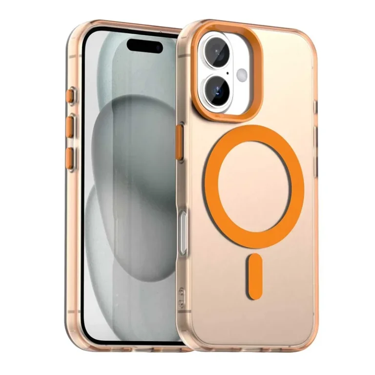 Candy Series For iPhone 16 Case Compatible with MagSafe PC+TPU+PET Anti-Drop Phone Cover - Orange