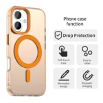 Candy Series For iPhone 16 Case Compatible with MagSafe PC+TPU+PET Anti-Drop Phone Cover - Orange