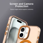 Candy Series For iPhone 16 Case Compatible with MagSafe PC+TPU+PET Anti-Drop Phone Cover - Orange