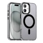 Candy Series For iPhone 16 Case Compatible with MagSafe PC+TPU+PET Anti-Drop Phone Cover - Black