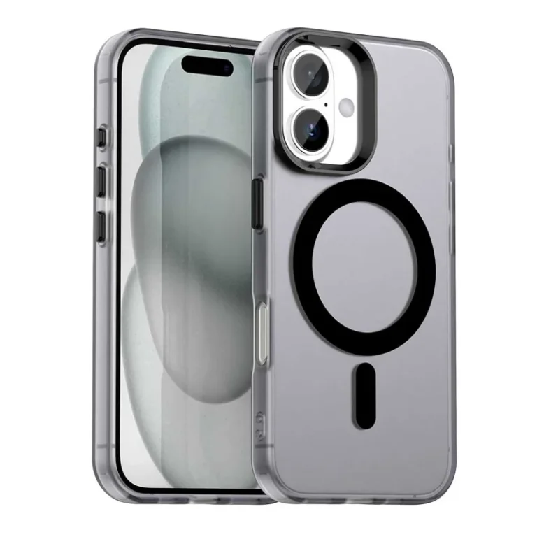 Candy Series For iPhone 16 Case Compatible with MagSafe PC+TPU+PET Anti-Drop Phone Cover - Black