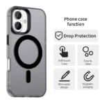 Candy Series For iPhone 16 Case Compatible with MagSafe PC+TPU+PET Anti-Drop Phone Cover - Black