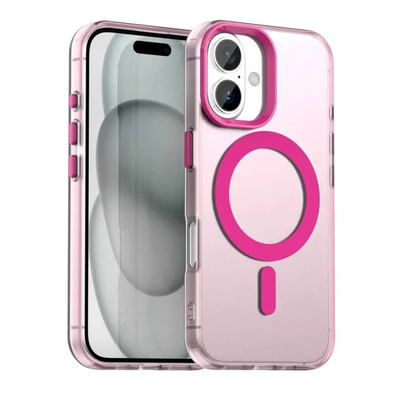 Candy Series For iPhone 16 Case Compatible with MagSafe PC+TPU+PET Anti-Drop Phone Cover - Red