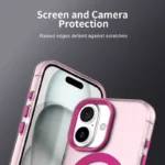 Candy Series For iPhone 16 Case Compatible with MagSafe PC+TPU+PET Anti-Drop Phone Cover - Red