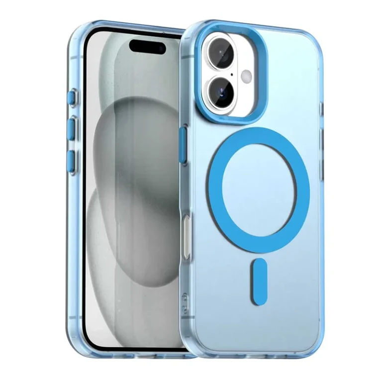 Candy Series For iPhone 16 Case Compatible with MagSafe PC+TPU+PET Anti-Drop Phone Cover - Blue