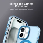 Candy Series For iPhone 16 Case Compatible with MagSafe PC+TPU+PET Anti-Drop Phone Cover - Blue