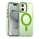 Candy Series For iPhone 16 Case Compatible with MagSafe PC+TPU+PET Anti-Drop Phone Cover - Green