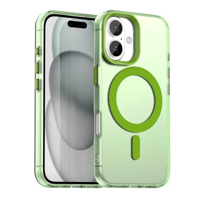 Candy Series For iPhone 16 Case Compatible with MagSafe PC+TPU+PET Anti-Drop Phone Cover - Green