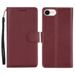 iPhone 17e / 16e Case Wallet Stand View PU Leather Phone Cover - Wine Red