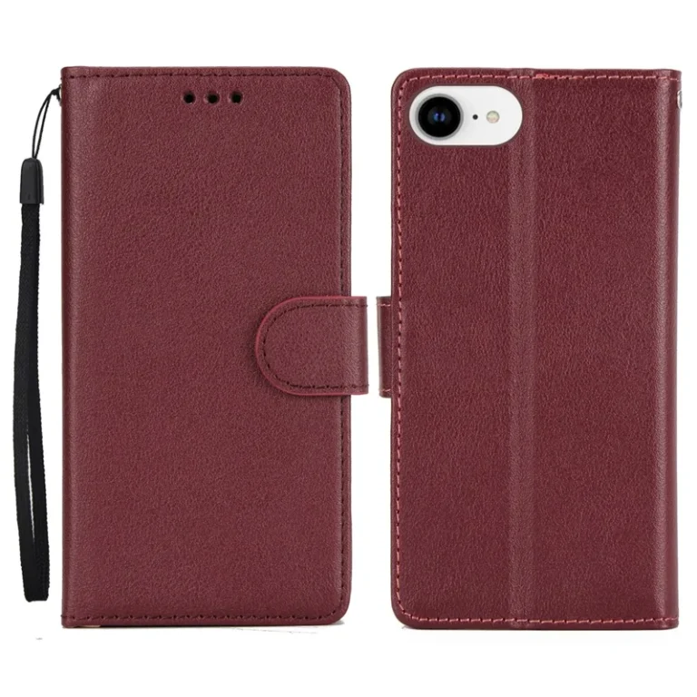 iPhone 17e / 16e Case Wallet Stand View PU Leather Phone Cover - Wine Red