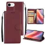iPhone 17e / 16e Case Wallet Stand View PU Leather Phone Cover - Wine Red