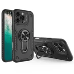 iPhone 16 Pro Case with Kickstand Shockproof TPU + PC Phone Back Cover - Black