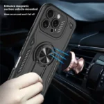 iPhone 16 Pro Case with Kickstand Shockproof TPU + PC Phone Back Cover - Black