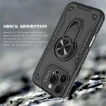 iPhone 16 Pro Case with Kickstand Shockproof TPU + PC Phone Back Cover - Black