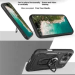 iPhone 16 Pro Case with Kickstand Shockproof TPU + PC Phone Back Cover - Black