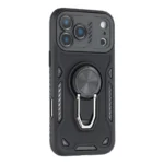 iPhone 17 Pro Case with Kickstand Shockproof TPU + PC Phone Back Cover - Black