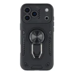 iPhone 17 Pro Case with Kickstand Shockproof TPU + PC Phone Back Cover - Black