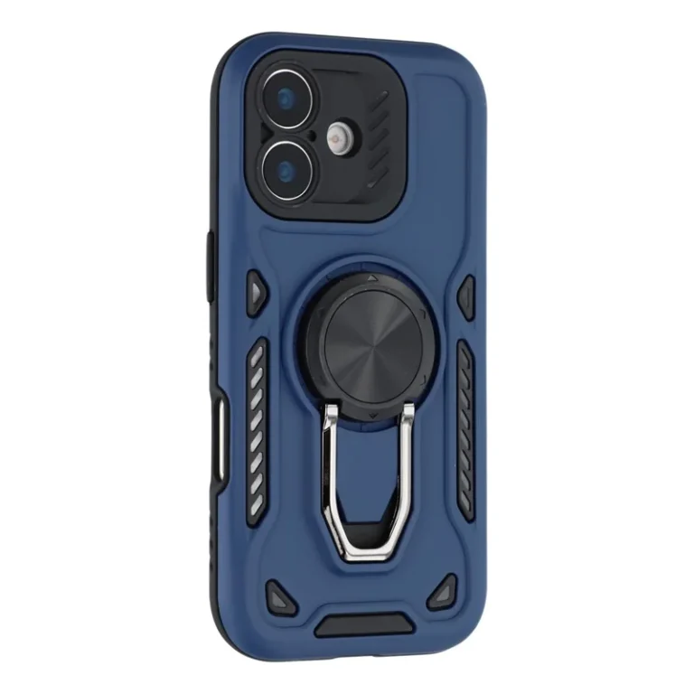 iPhone 17 Case with Kickstand Shockproof TPU + PC Phone Back Cover - Navy Blue