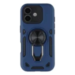 iPhone 16 Case with Kickstand Shockproof TPU + PC Phone Back Cover - Navy Blue