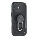 iPhone 16 Case with Kickstand Shockproof TPU + PC Phone Back Cover - Black