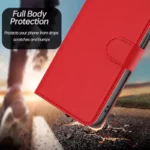 iPhone 17 Leather Case Solid Color Phone Cover with Wallet - Red