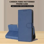 iPhone 16 Leather Case Solid Color Phone Cover with Wallet - Sapphire
