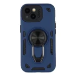 For iPhone 14 / 13 Case with Kickstand Shockproof TPU + PC Phone Back Cover - Navy Blue