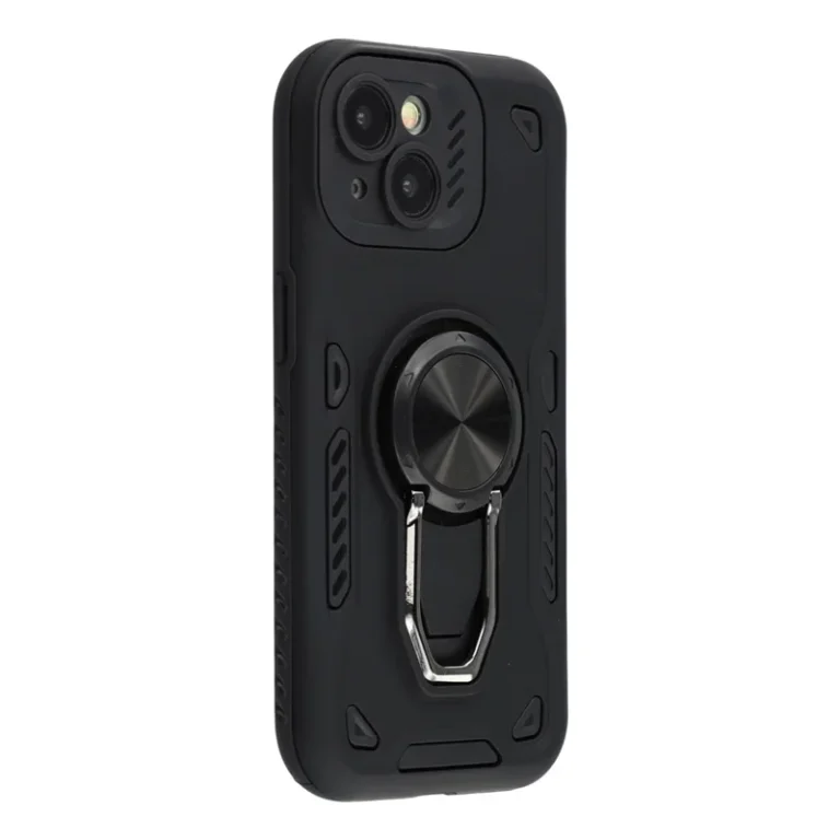 iPhone 14 / 13 Case with Kickstand Shockproof TPU + PC Phone Back Cover - Black