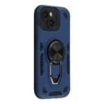 iPhone 15 Case with Kickstand Shockproof TPU + PC Phone Back Cover - Navy Blue