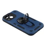 iPhone 15 Case with Kickstand Shockproof TPU + PC Phone Back Cover - Navy Blue