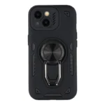 iPhone 15 Case with Kickstand Shockproof TPU + PC Phone Back Cover - Black