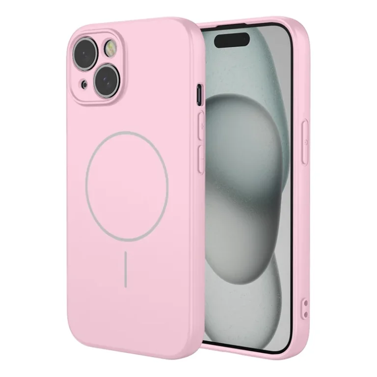 iPhone 15 Magnetic Case Anti Drop Soft TPU Phone Back Cover Compatible with MagSafe - Pink