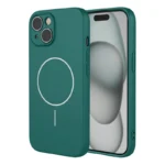 iPhone 15 Magnetic Case Anti Drop Soft TPU Phone Back Cover Compatible with MagSafe - Blackish Green