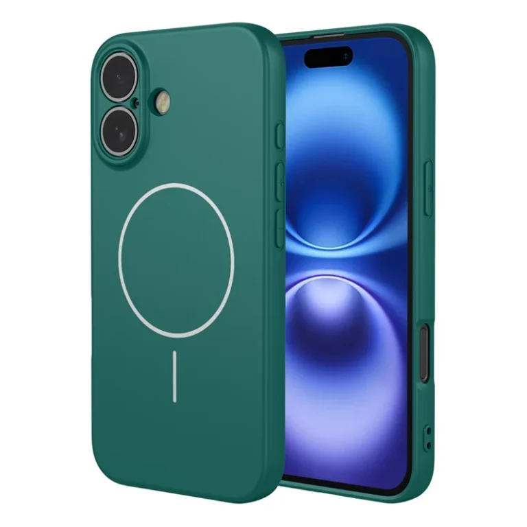 iPhone 16 Magnetic Case Anti Drop Soft TPU Phone Back Cover Compatible with MagSafe - Blackish Green