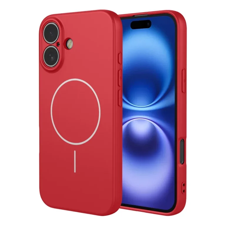 iPhone 16 Magnetic Case Anti Drop Soft TPU Phone Back Cover Compatible with MagSafe - Red