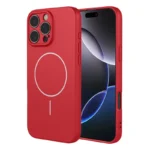 iPhone 16 Pro Magnetic Case Anti Drop Soft TPU Phone Back Cover Compatible with MagSafe - Red