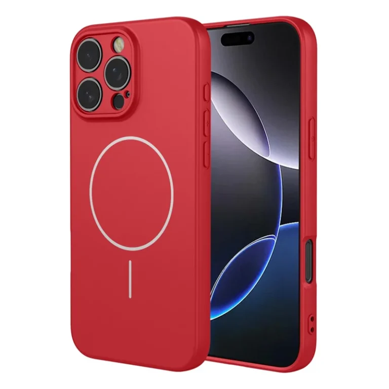iPhone 16 Pro Magnetic Case Anti Drop Soft TPU Phone Back Cover Compatible with MagSafe - Red