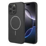 iPhone 16 Pro Magnetic Case Anti Drop Soft TPU Phone Back Cover Compatible with MagSafe - Black