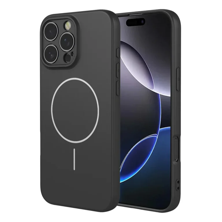 iPhone 16 Pro Magnetic Case Anti Drop Soft TPU Phone Back Cover Compatible with MagSafe - Black