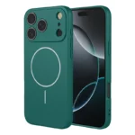 iPhone 17 Pro Magnetic Case Anti Drop Soft TPU Phone Back Cover Compatible with MagSafe - Blackish Green