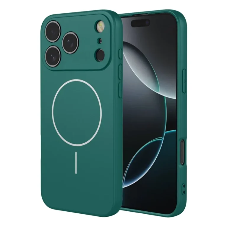 iPhone 17 Pro Magnetic Case Anti Drop Soft TPU Phone Back Cover Compatible with MagSafe - Blackish Green